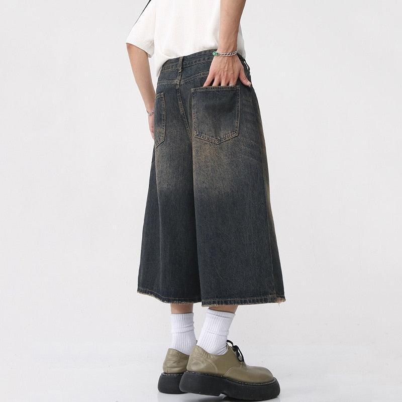 Black Oversized Bermuda Jorts for Men, Baggy Style Above the Knee, 100% Cotton Urban Streetwear Shorts-6