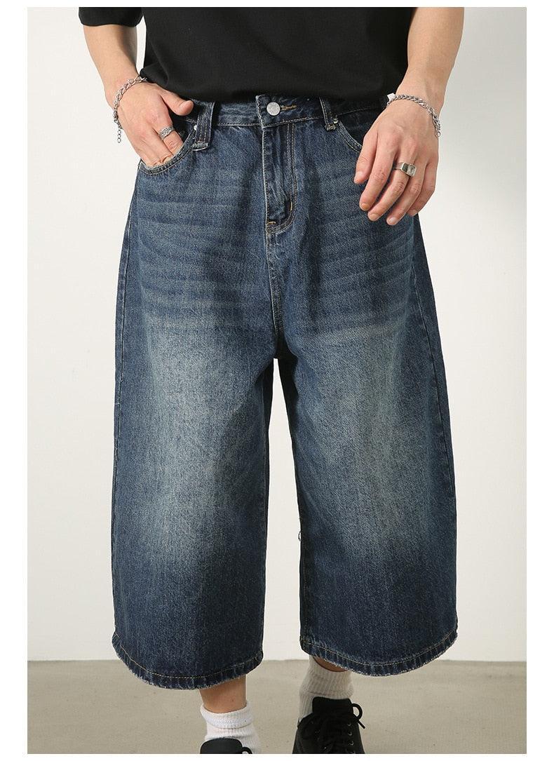 Variant image for Black Oversized Bermuda Jorts for Men, Baggy Style Above the Knee, 100% Cotton Urban Streetwear Shorts-6
