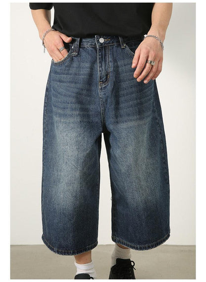 Variant image for Black Oversized Bermuda Jorts for Men, Baggy Style Above the Knee, 100% Cotton Urban Streetwear Shorts-6