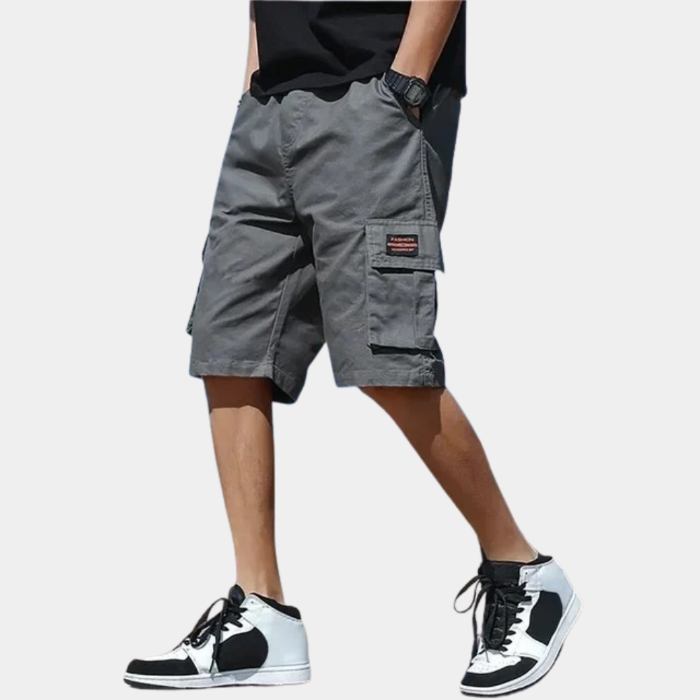 Variant image for Men's Cargo Shorts with Spacious Pockets, Comfortable Fit, Available in Gray, Khaki, and Black, Sizes M to 4XL-1
