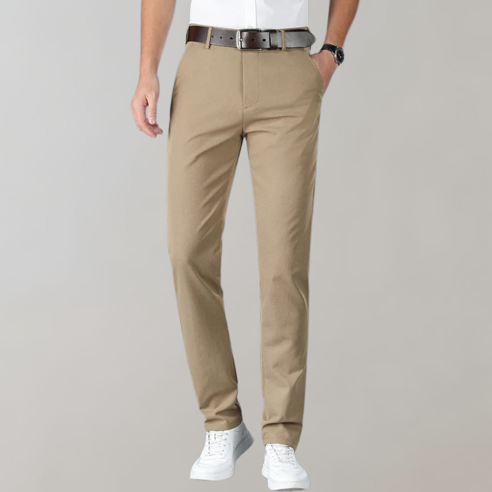 Breathable men's khaki pants – flexible fit, lightweight cotton, for casual summer wear 8