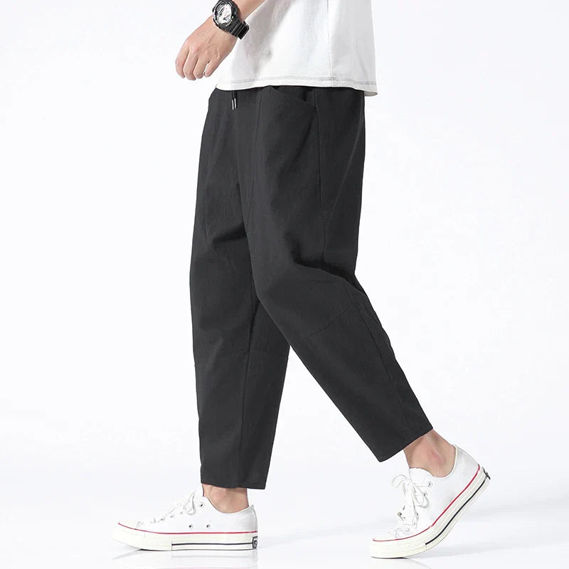 Breathable men's linen pants – classic fit, lightweight, for casual and office wear 0