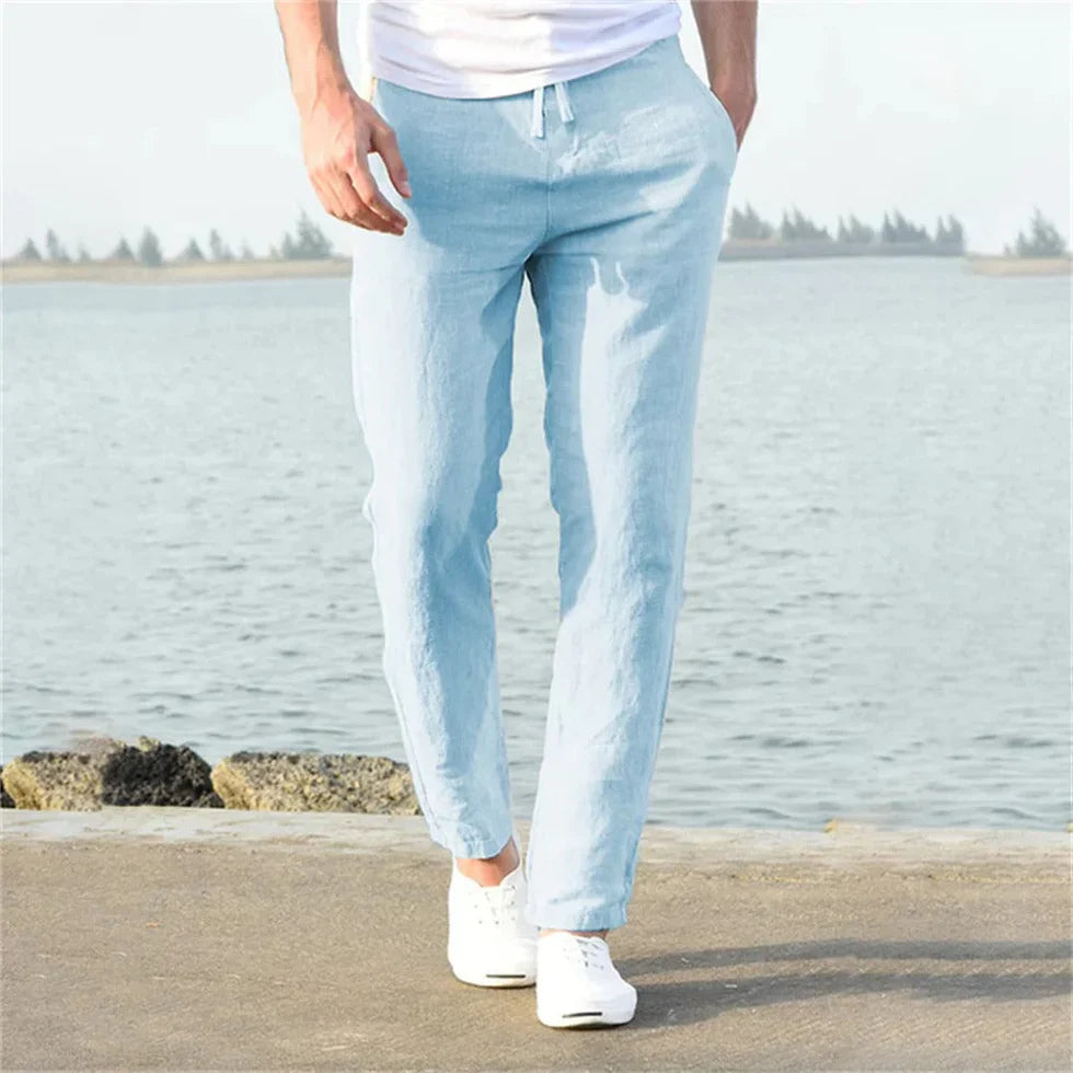 Breathable men's luxury linen pants – modern fit, cotton blend, for casual or semi-formal occasions 2