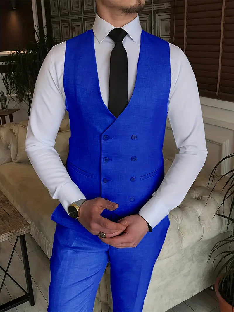 Breathable men's suit – fitted three-piece design, high-quality fabric, for formal occasions 6