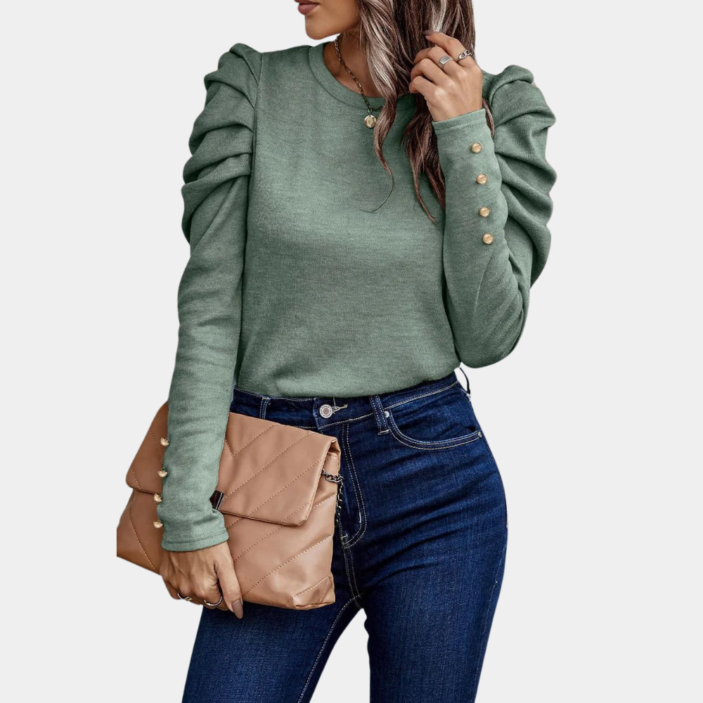 Breathable women's blouse – puff sleeve design, polyester, for casual or work 3