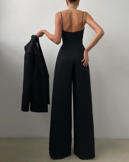 Breathable women's jumpsuit – high waist, straight leg, for summer events 2