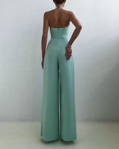 Breathable women's jumpsuit – high waist, straight leg, for summer events 6