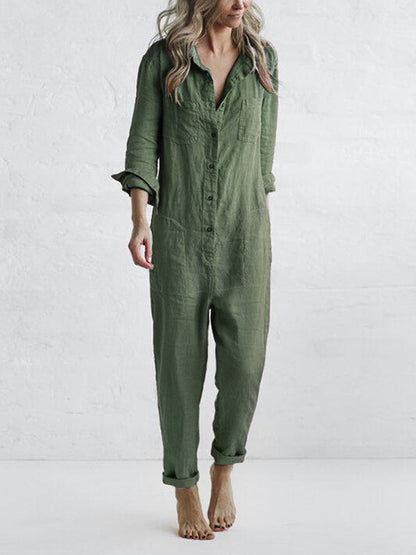 Breathable women's jumpsuit – long-sleeve design, cotton blend, for all seasons 0