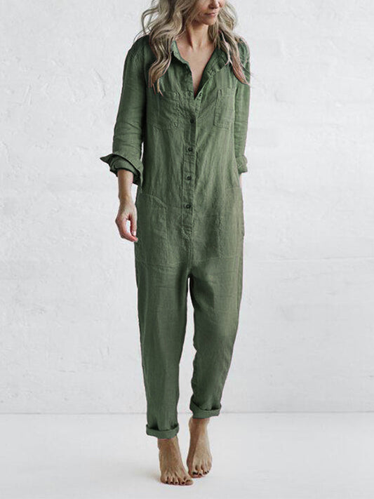 Breathable women's jumpsuit – long-sleeve design, cotton blend, for all seasons 0