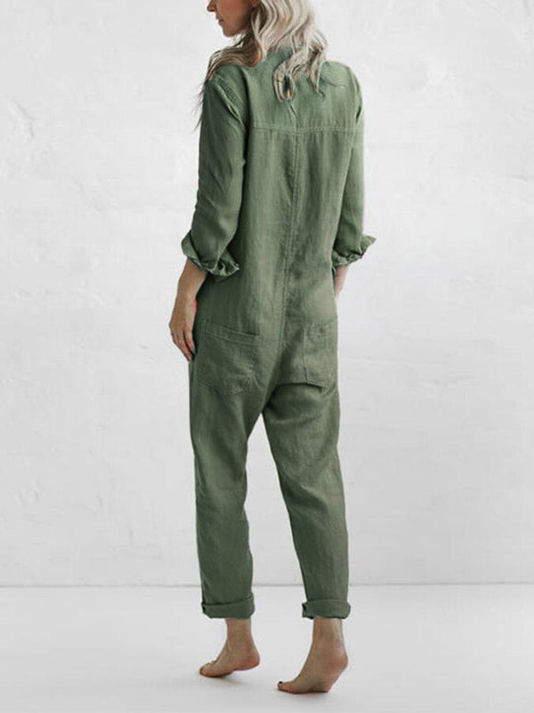 Breathable women's jumpsuit – long-sleeve design, cotton blend, for all seasons 1