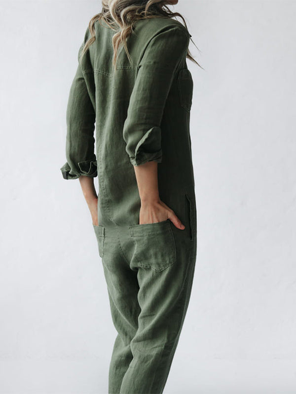 Breathable women's jumpsuit – long-sleeve design, cotton blend, for all seasons 2