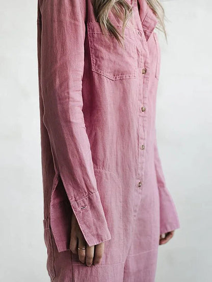 Breathable women's jumpsuit – long-sleeve design, cotton blend, for all seasons 4