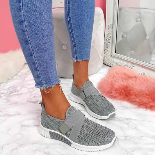 Breathable women's slip-on sneakers – adjustable strap, mesh, for casual wear 0