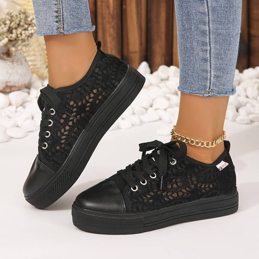 Breathable women's sneakers – unique cutout design, lightweight, for casual outings 0