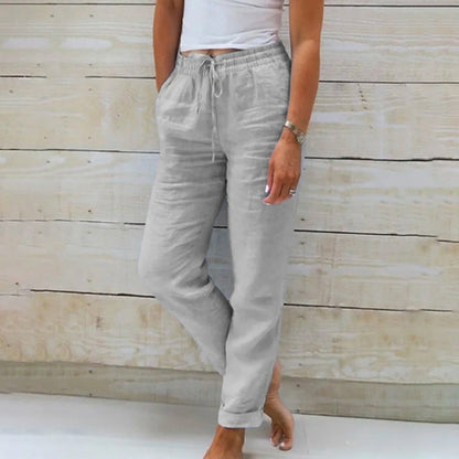 Breathable women's straight-leg pants – relaxed fit, cotton blend, for casual spring and summer outings 1
