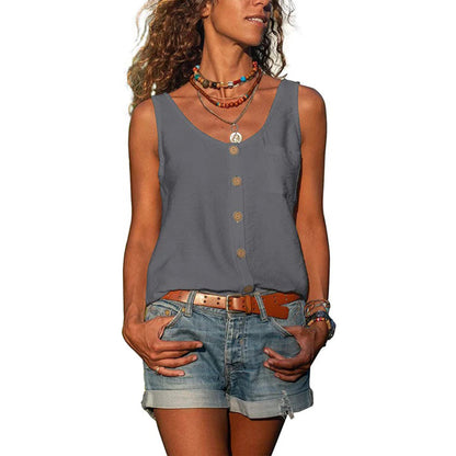 Breathable women's tank top – sleeveless casual style, polyester, for going out 0