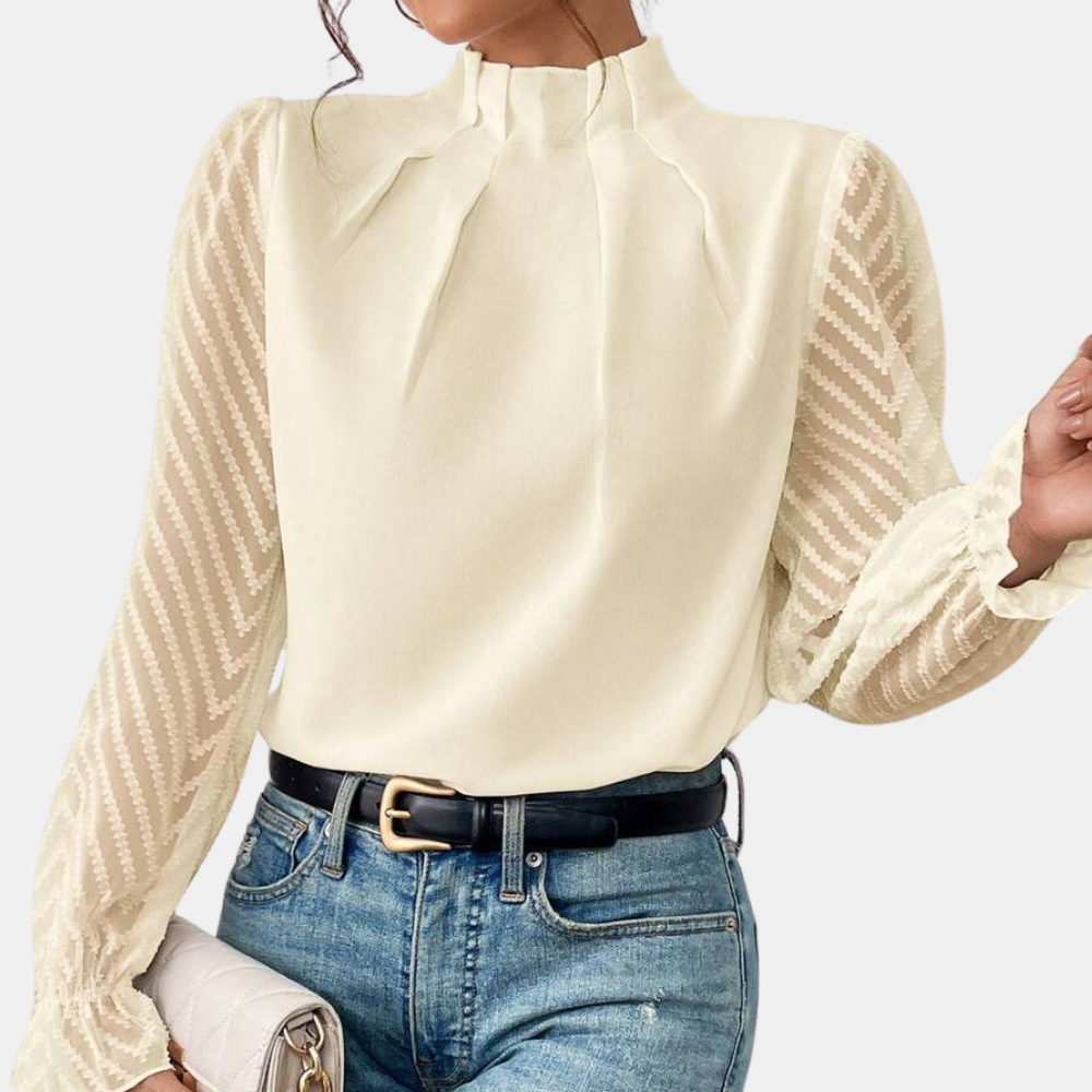 Breathable women's top – long sleeve coastal design, lightweight fabric, for summer outings 0