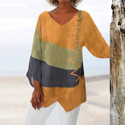 Breathable women’s tricolor shirt – modern design, soft polyester, for all occasions 1