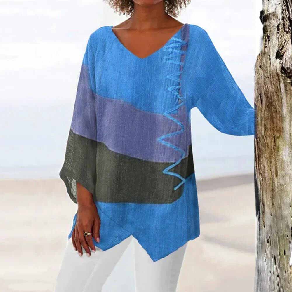 Breathable women’s tricolor shirt – modern design, soft polyester, for all occasions 2