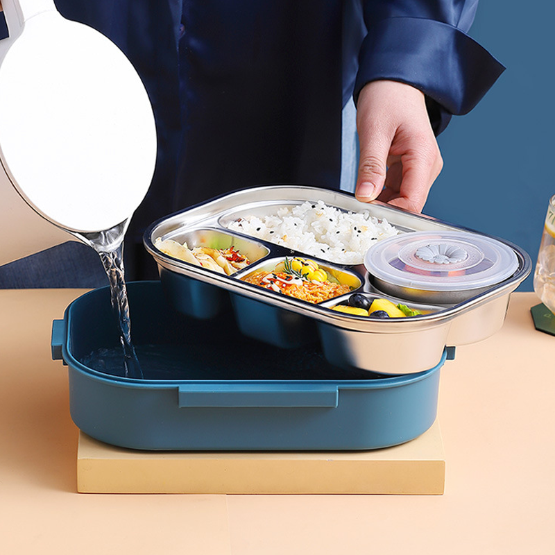 Lunch Thermal Box Stainless Steel Divided Bento Leakproof