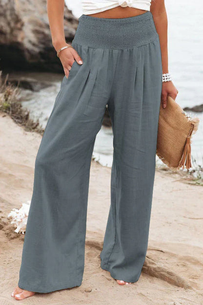 Variant image for High Waist Wide Leg Linen Pants for Women, Lightweight Palazzo Trousers, Elegant and Versatile Fashion-61
