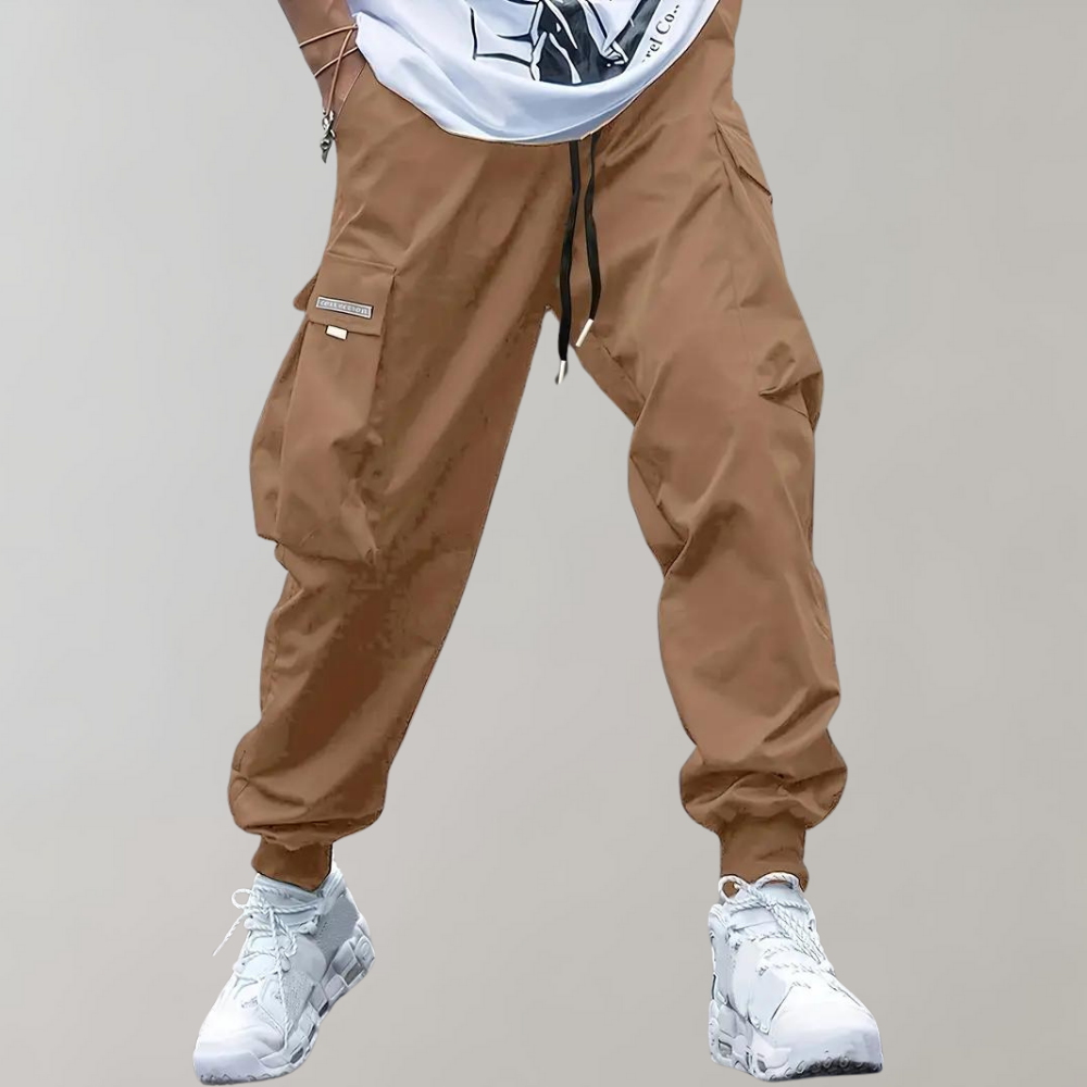 Relaxed Fit Black Cargo Pants for Men, Breathable and Flexible Casual Trousers with Functional Pockets-2