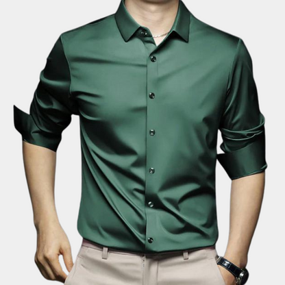 Classic Men's Dress Shirt in Polyester and Elastane, Thermo-Isolating, Comfortable Fit for Fall and Winter, Available in Multiple Colors-6