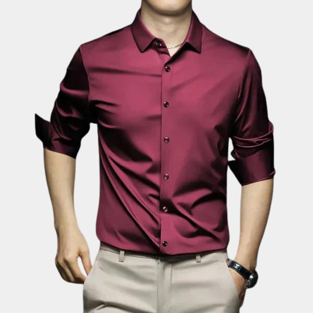 Variant image for Classic Men's Dress Shirt in Polyester and Elastane, Thermo-Isolating, Comfortable Fit for Fall and Winter, Available in Multiple Colors-13