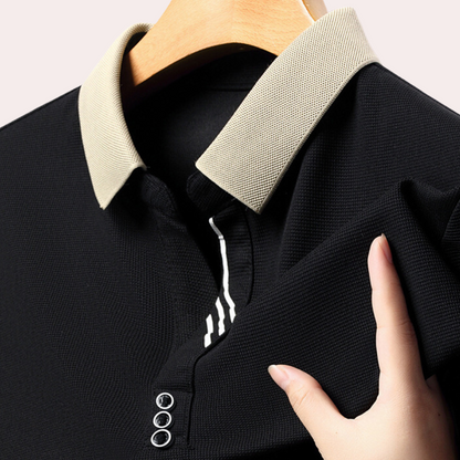 Men's Long Sleeve Polo Shirt, Comfortable Polyester Fabric, Classic Collar, Versatile Colors, Regular Fit-1