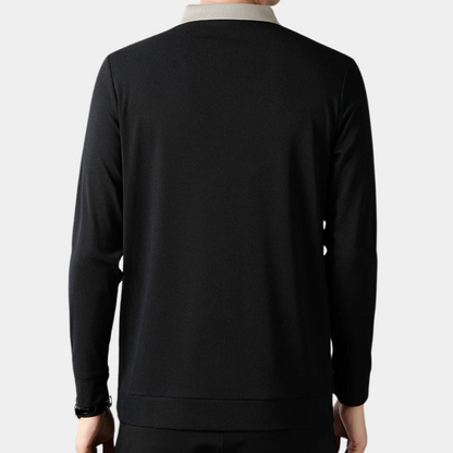 Men's Long Sleeve Polo Shirt, Comfortable Polyester Fabric, Classic Collar, Versatile Colors, Regular Fit-3