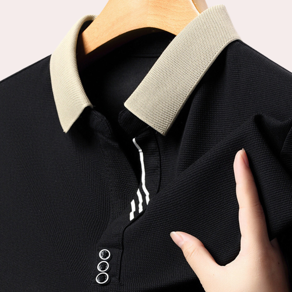 Variant image for Men's Long Sleeve Polo Shirt, Comfortable Polyester Fabric, Classic Collar, Versatile Colors, Regular Fit-1