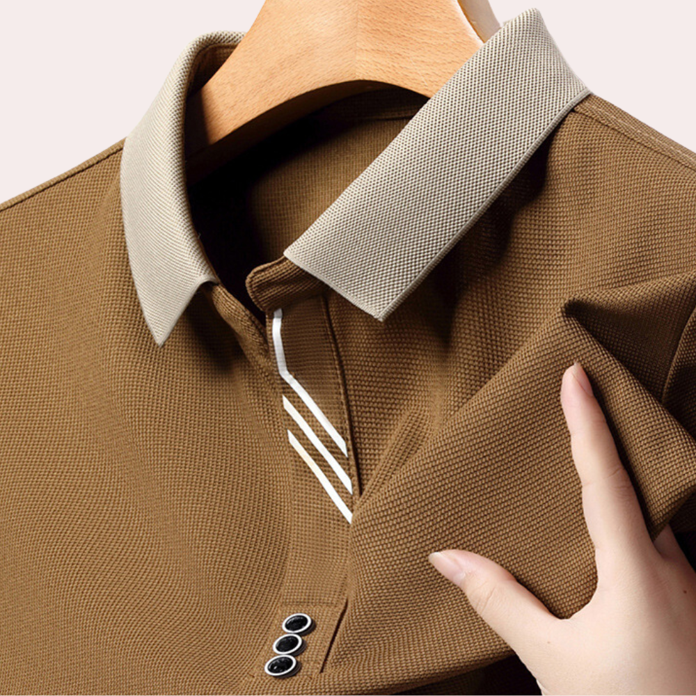 Men's Long Sleeve Polo Shirt, Comfortable Polyester Fabric, Classic Collar, Versatile Colors, Regular Fit-4