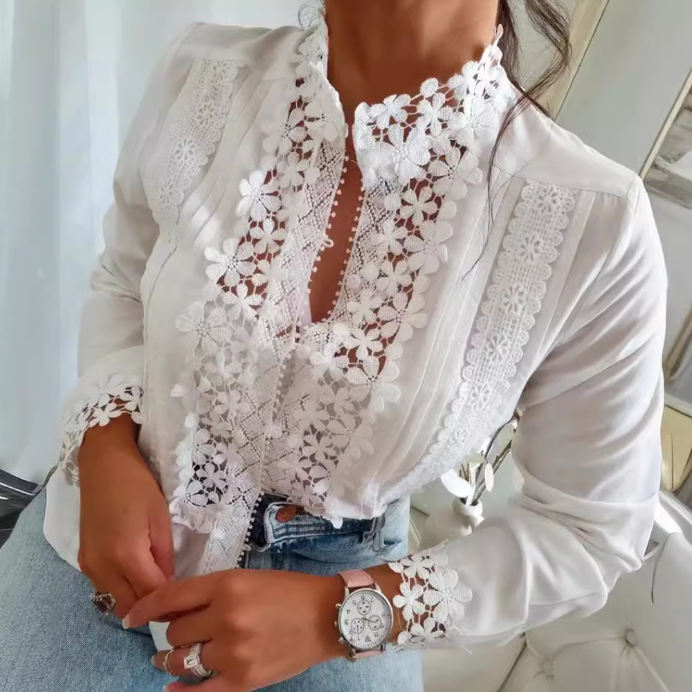 Variant image for Elegant Women's Blouse with Floral Patterns and Lace Details - Stylish Summer Tops for Women-1