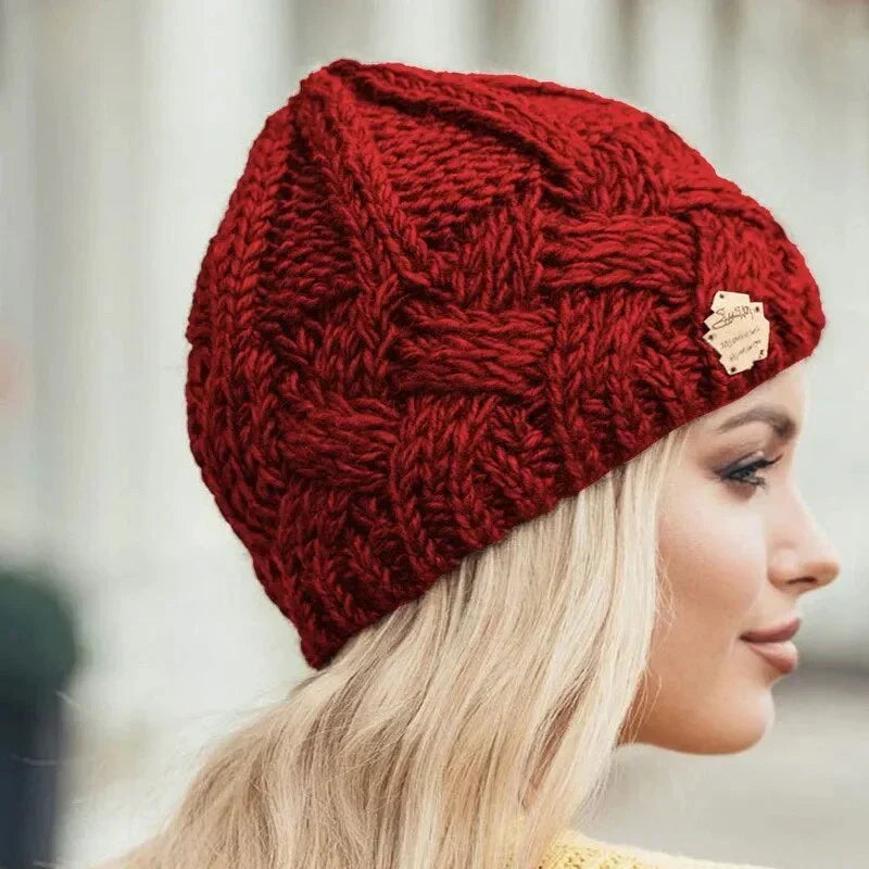 Warm Women's Knit Beanie - Cable Slouchy Cut, Plush Wool