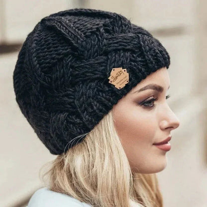 Warm Women's Knit Beanie - Cable Slouchy Cut, Plush Wool