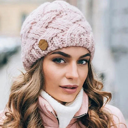 Warm Women's Knit Beanie - Cable Slouchy Cut, Plush Wool