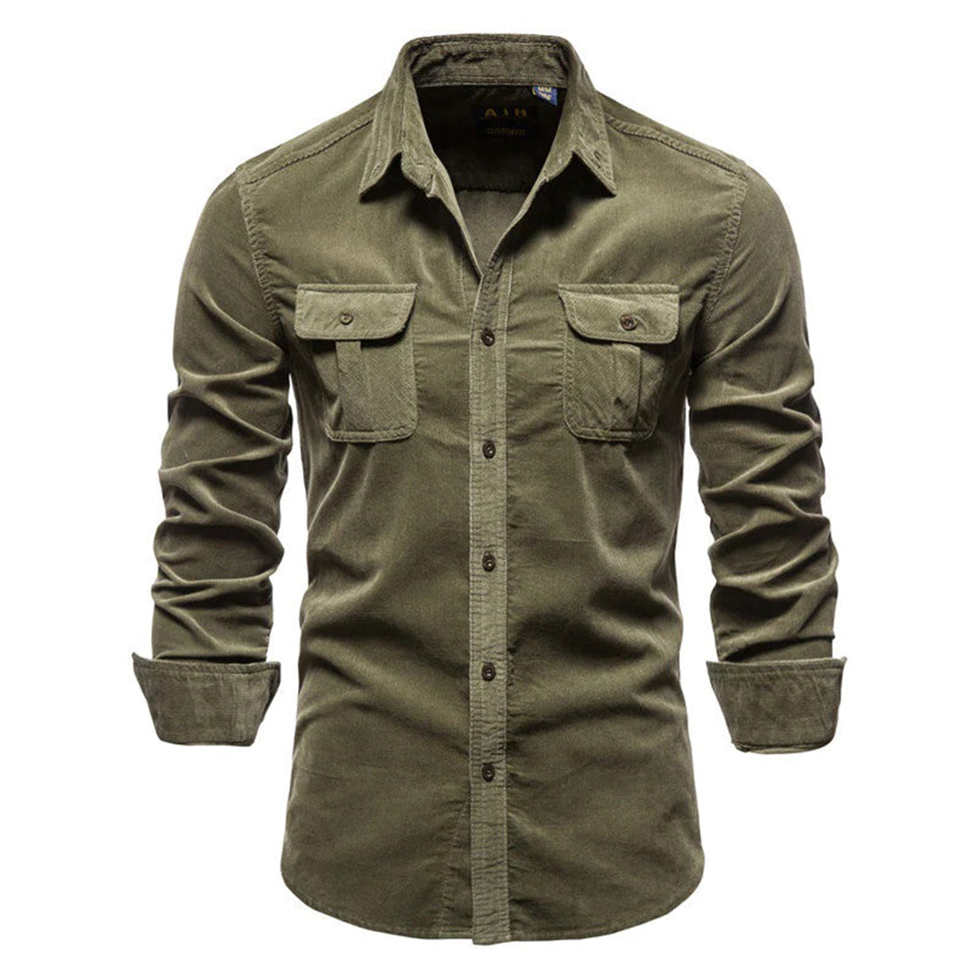 Variant image for Men's Ribbed Velvet Shirt, Comfortable Relaxed Fit, Versatile Style for Casual or Formal Wear-7