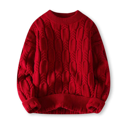Men’s Warm Sweater - Cable Knit, Chunky, For Winter
