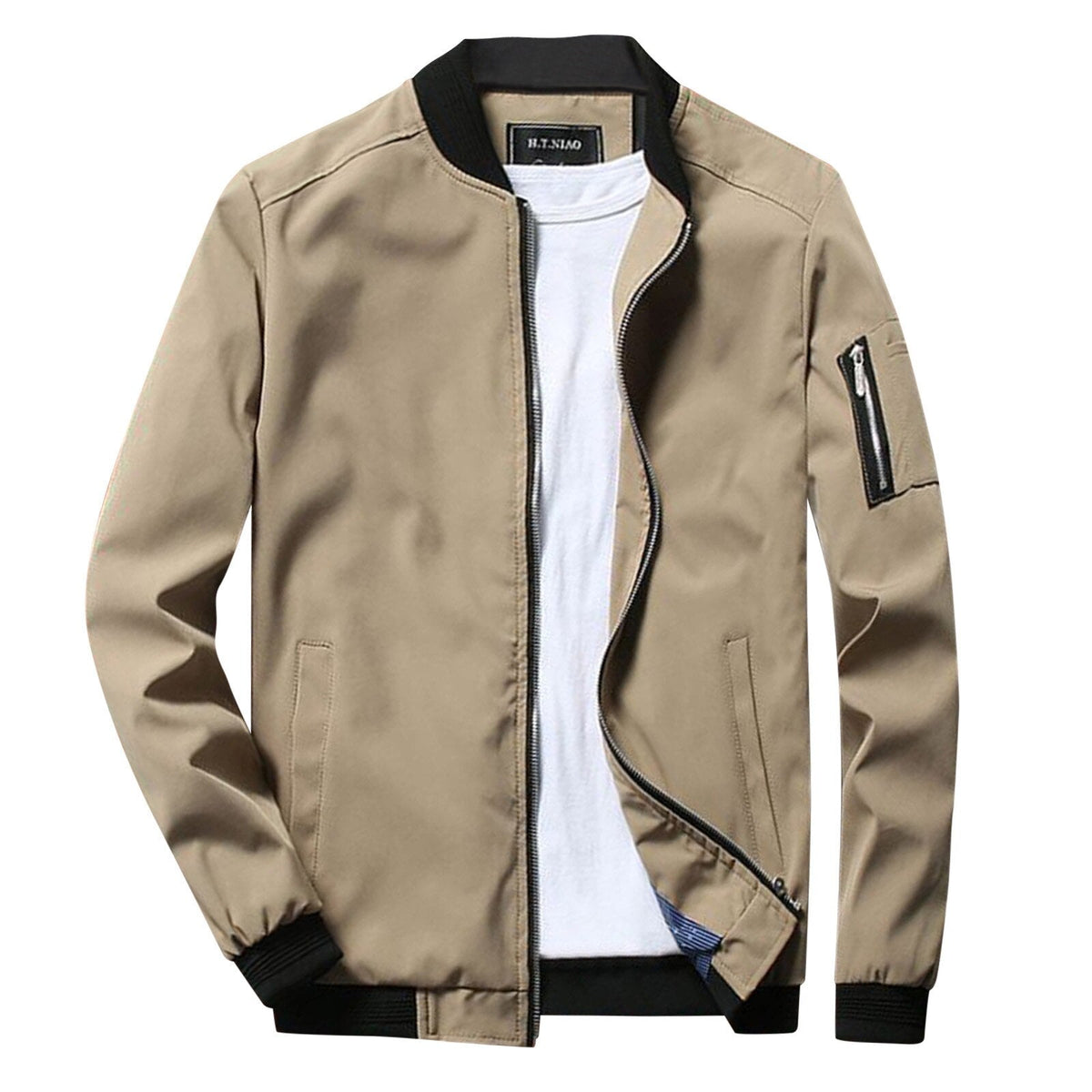Light Mens Bomber Jacket - Waist Length, Cotton Blend