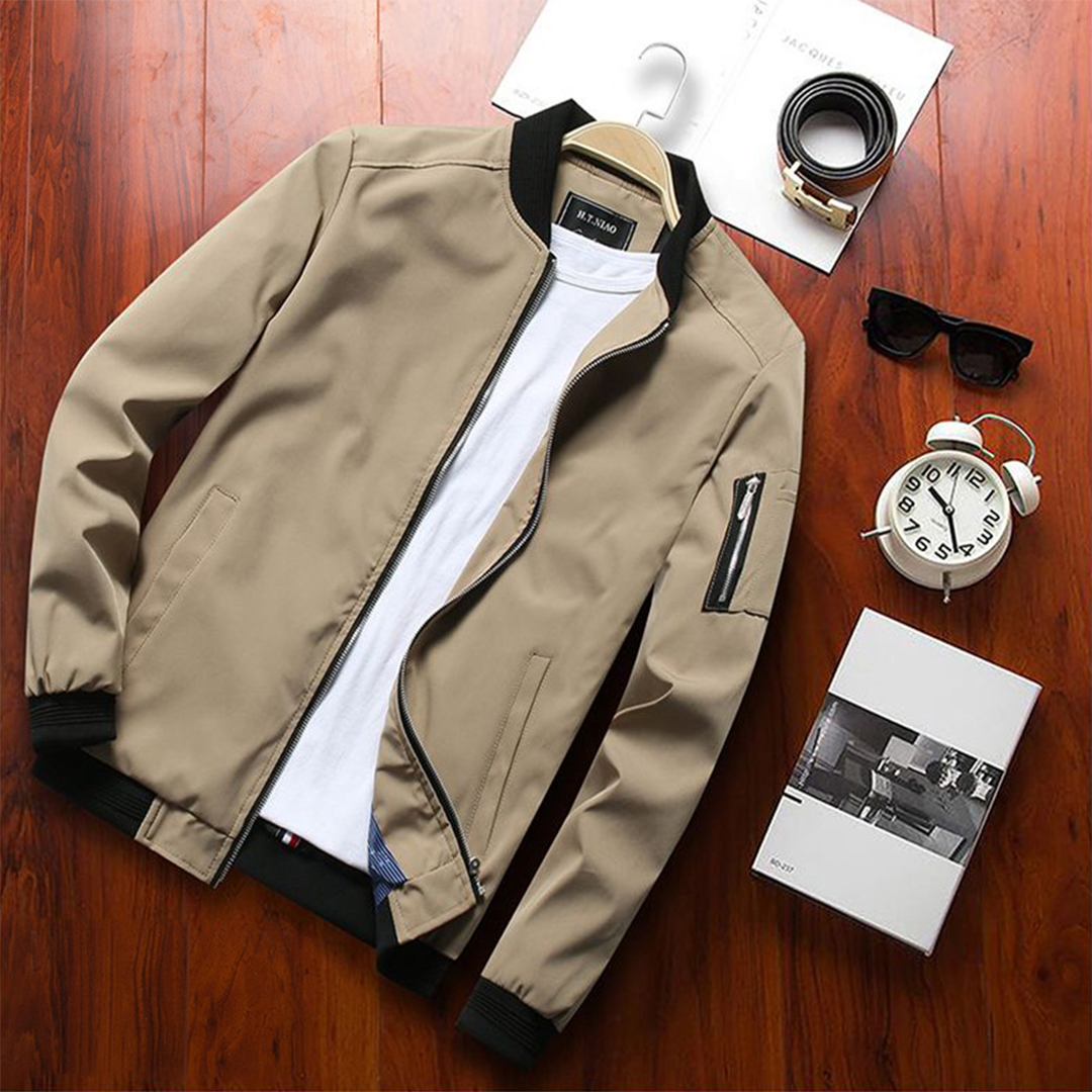 Light Mens Bomber Jacket - Waist Length, Cotton Blend
