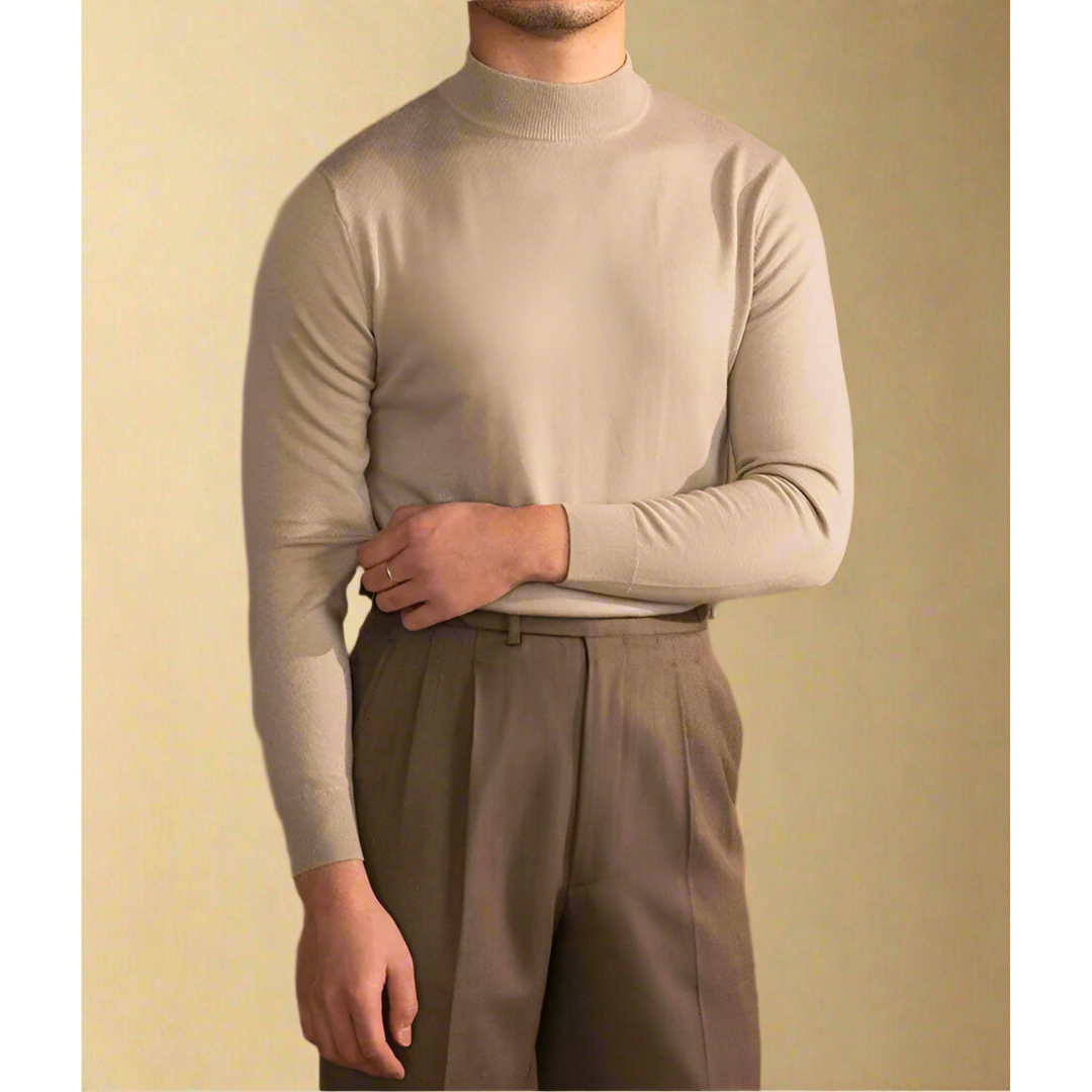 Plush Timeless Men's Turtleneck Sweater - Fitted, Wool, Work