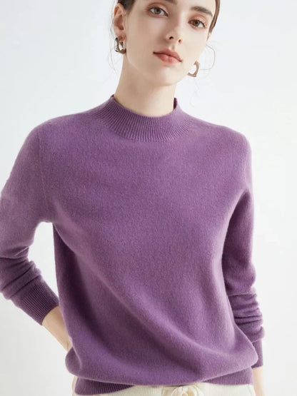 Plush Timeless Women’s Pullover - Mock Neck, Wool, Work