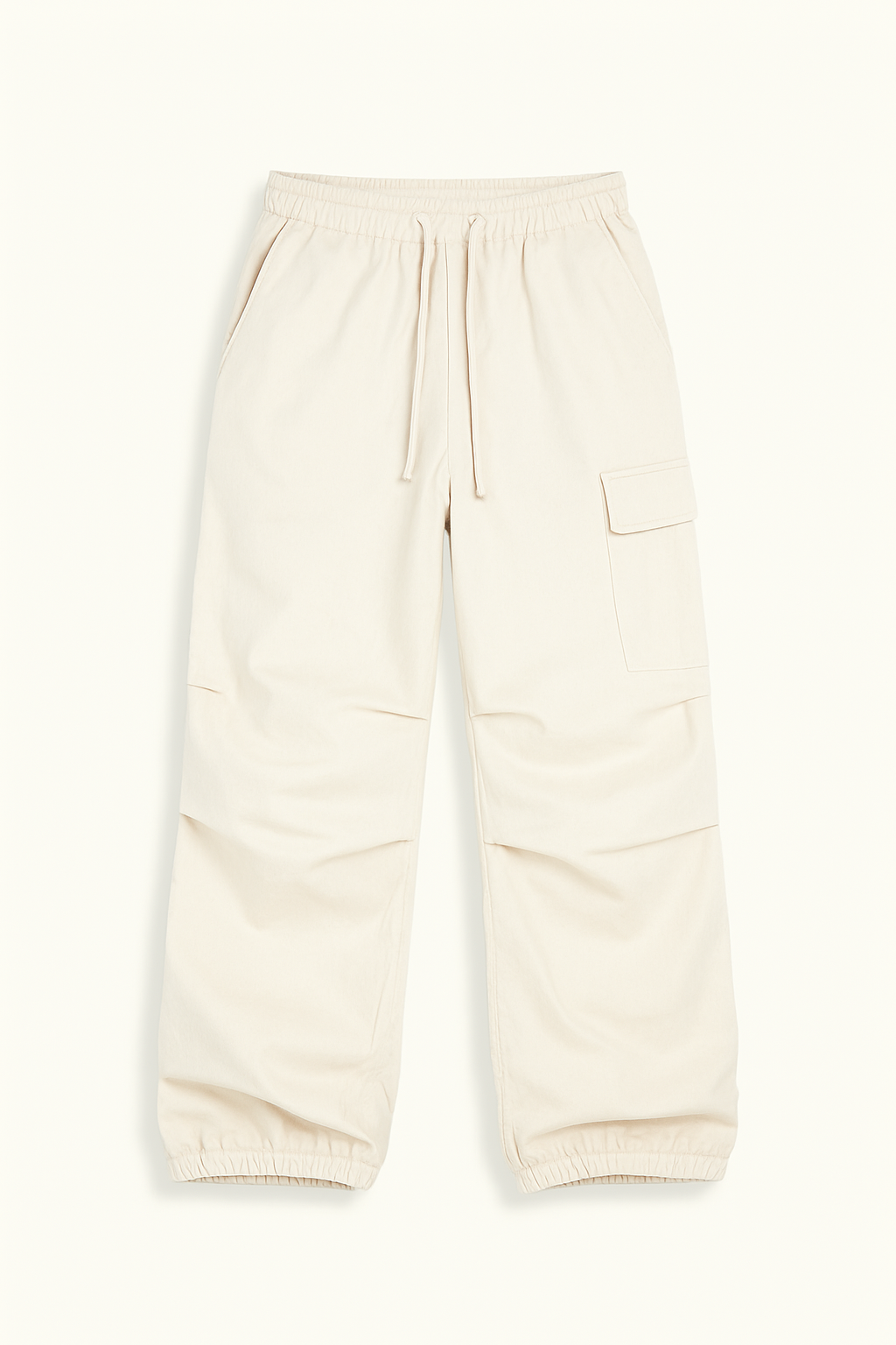 Variant image for White Cargo Pants for Women with Adjustable Waistband and Functional Pockets, Modern Utilitarian Style-1