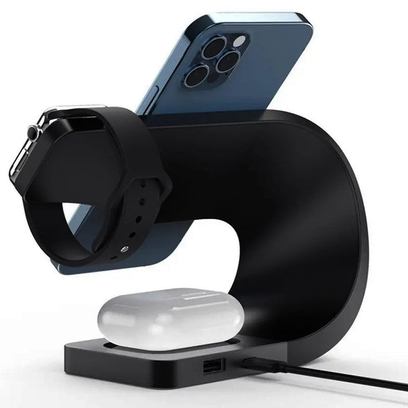 Cordless Charging Station 4 In 1 MagSafe Black Minimalist