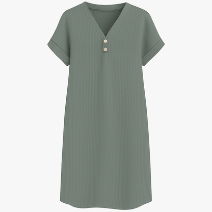 Loose Women's V Neck T-Shirt Dress Plus Size Beach Sundress