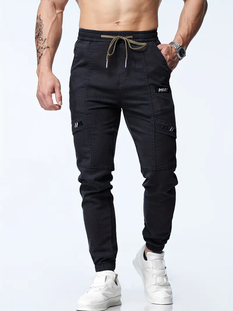 Comfortable men's joggers – drawstring, stretch tapered fit, for gym and leisure 8