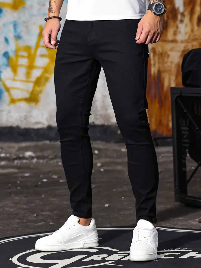 Comfortable men's skinny jeans – mid-weight stretch denim, for everyday wear 0