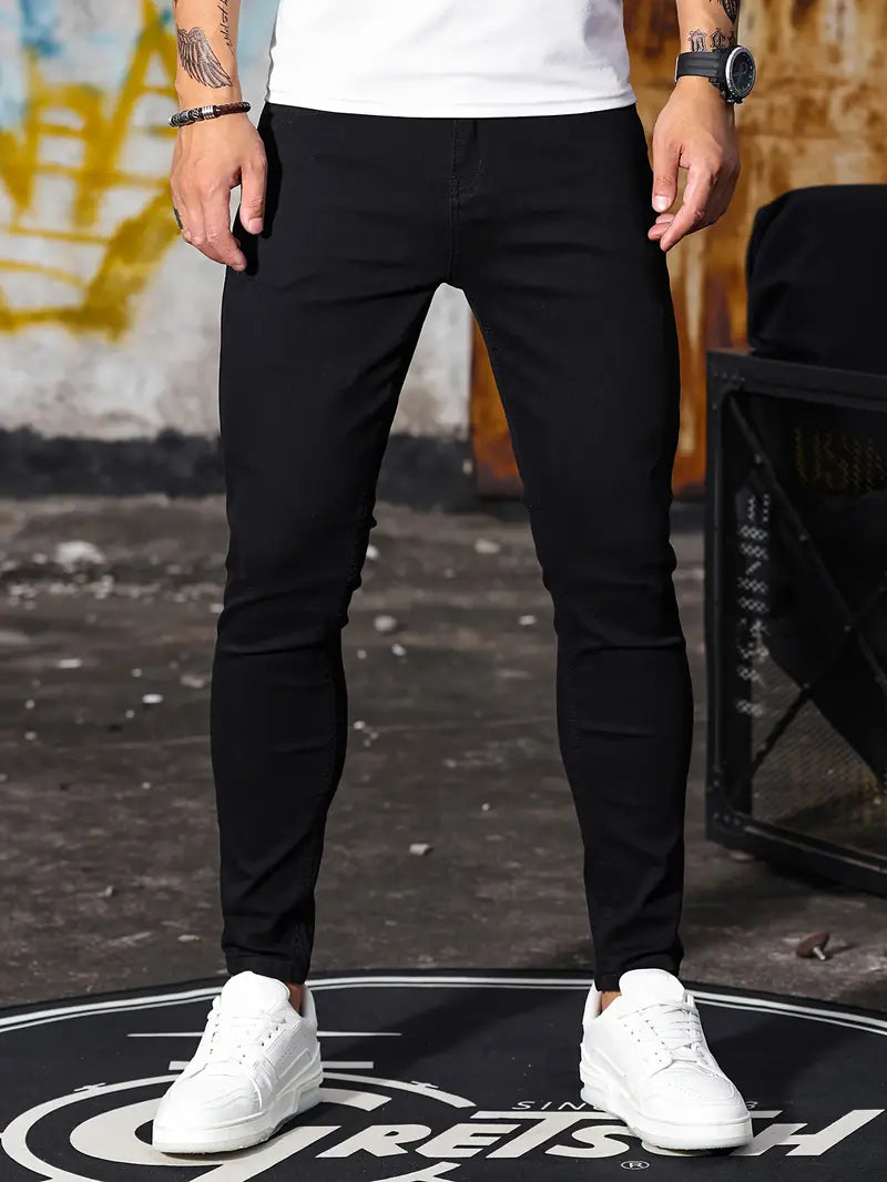 Comfortable men's skinny jeans – mid-weight stretch denim, for everyday wear 1