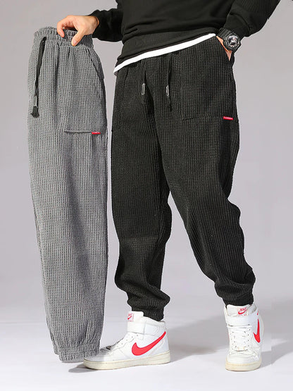 Comfortable men's wide corduroy joggers – relaxed fit, breathable fabric, for casual outings 1