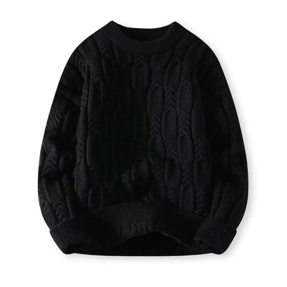 Men’s Warm Sweater - Cable Knit, Chunky, For Winter